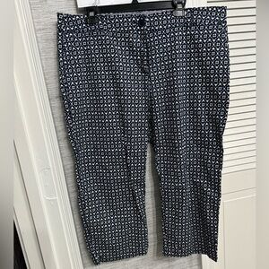 Crown & Ivy Navy Print Crop Pants - Size 16